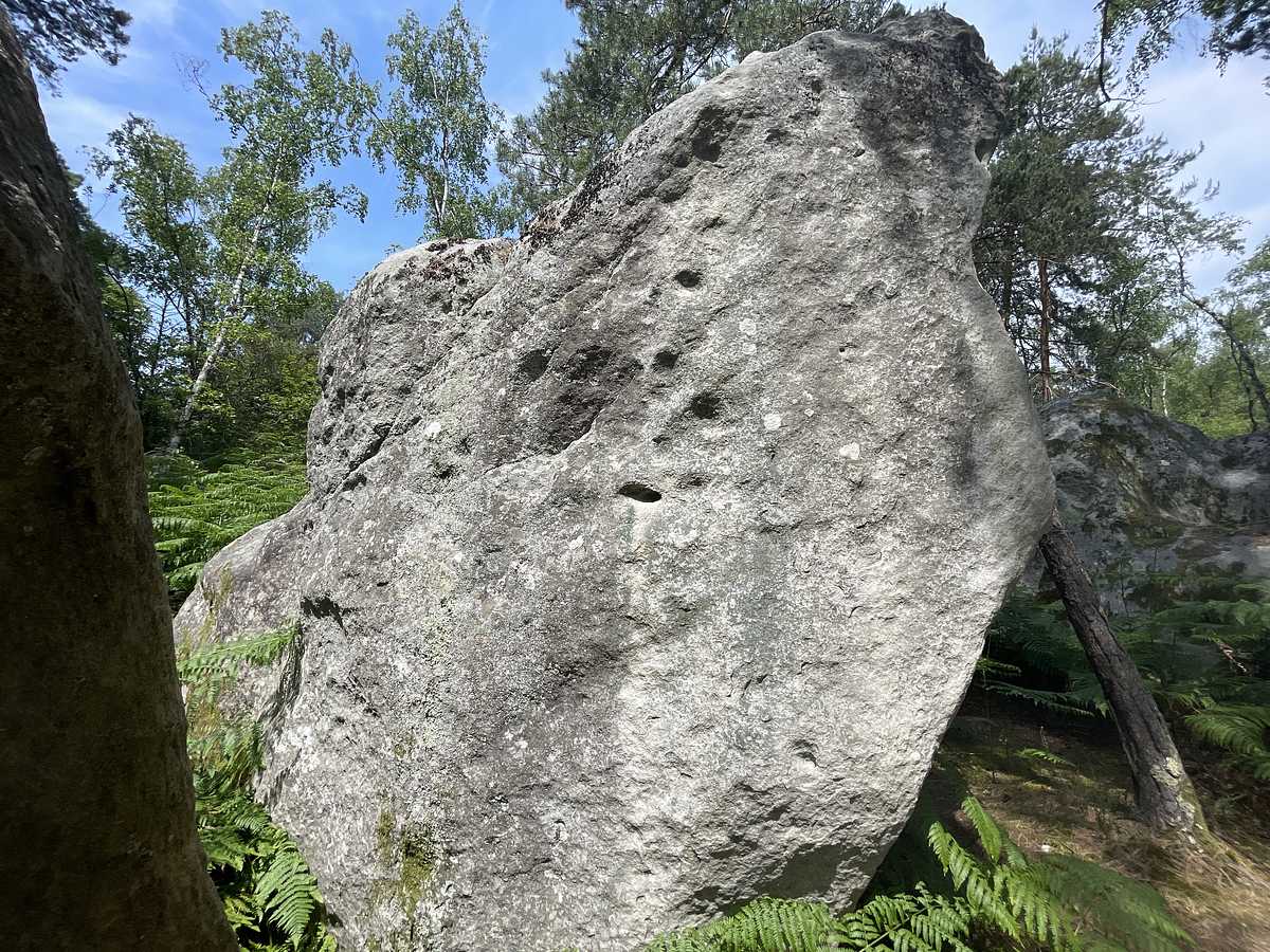 Photo du rocher avec les tracés