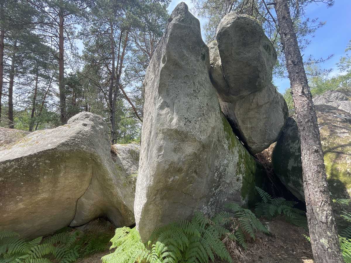 Photo du rocher avec les tracés