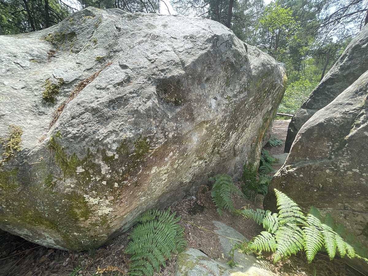 Photo du rocher avec les tracés