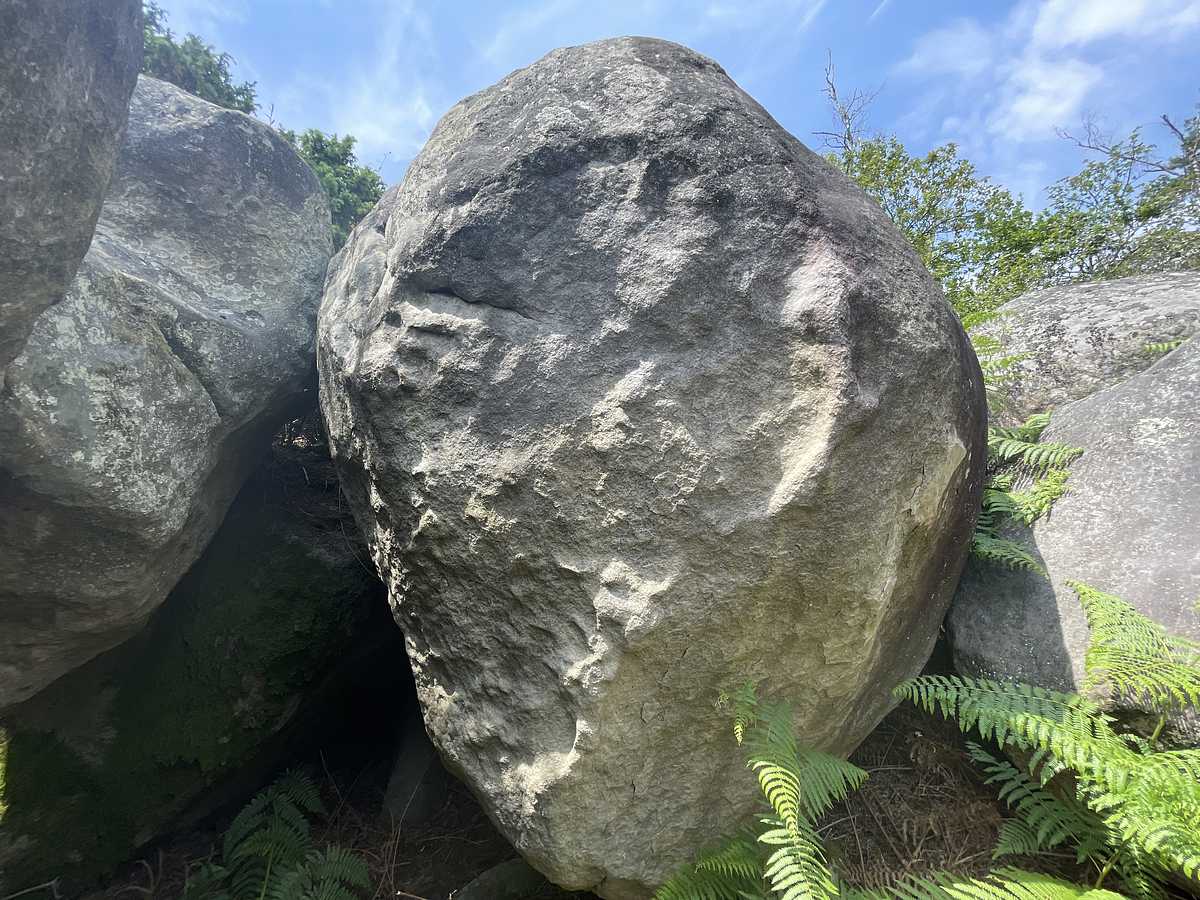 Photo du rocher avec les tracés