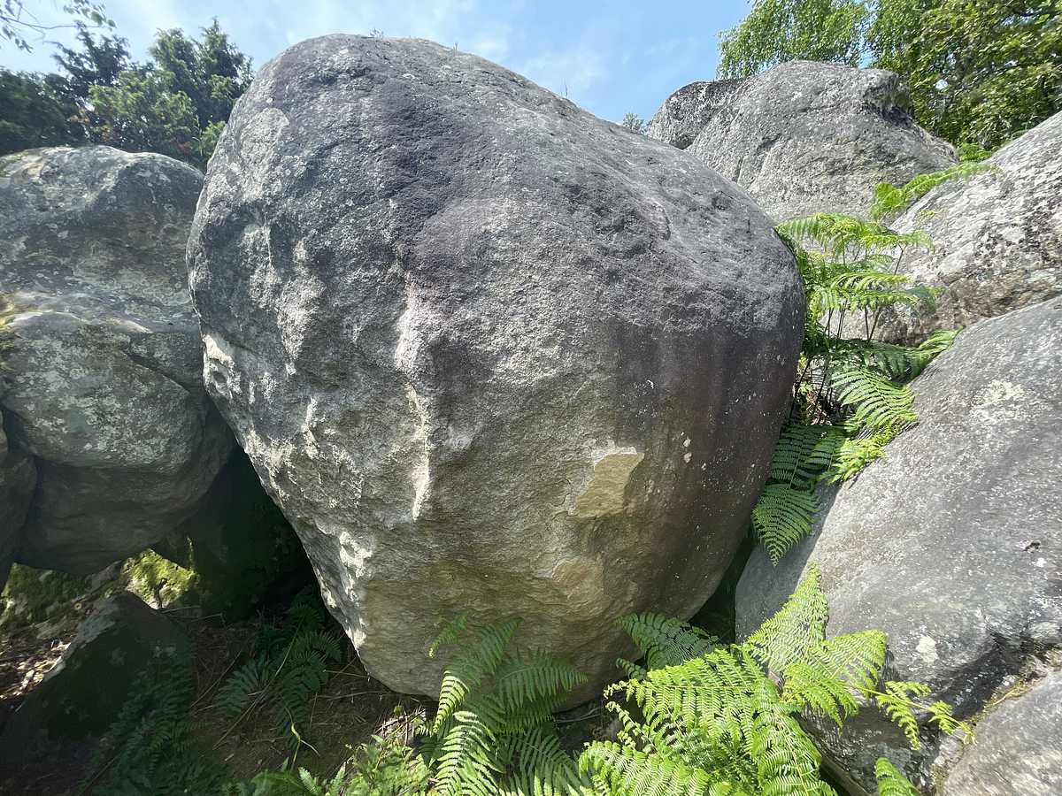 Photo du rocher avec les tracés