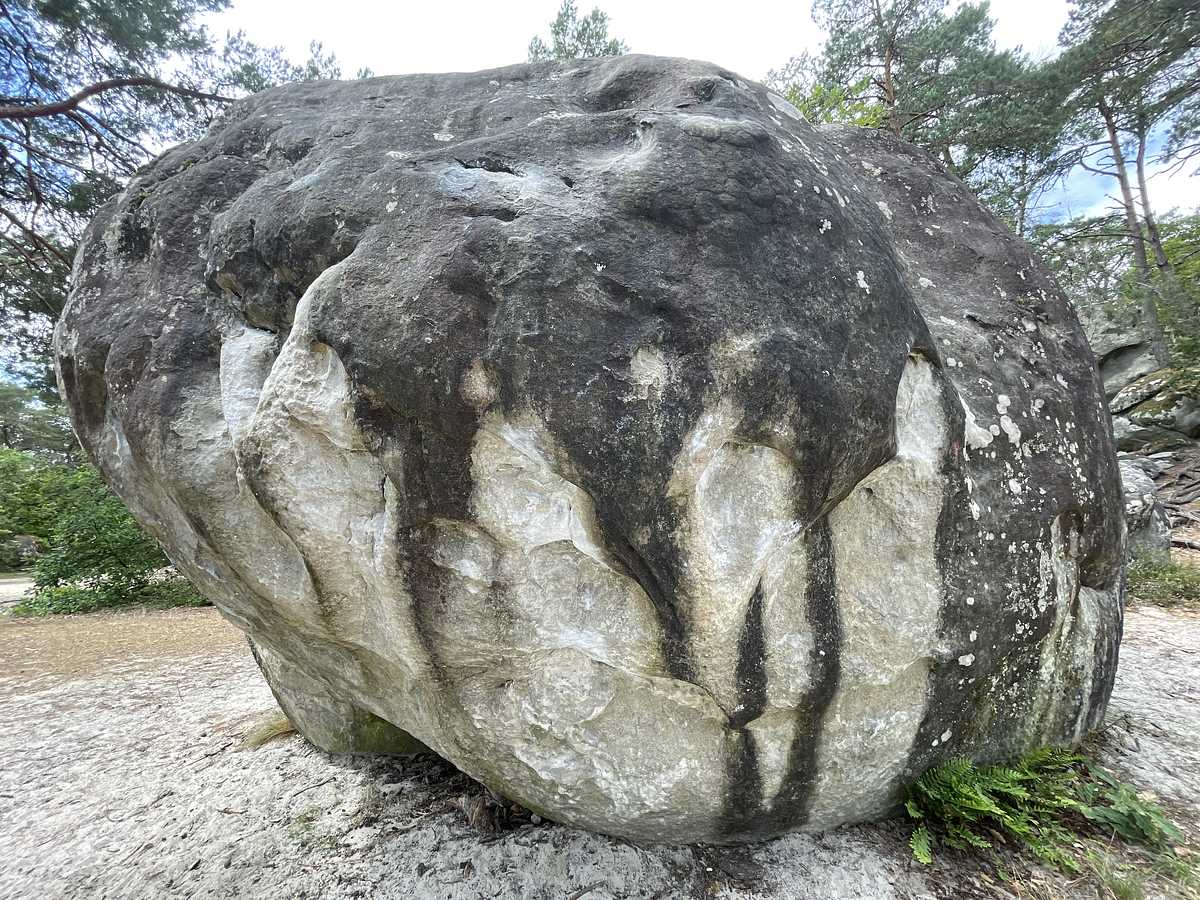 Photo du rocher avec les tracés