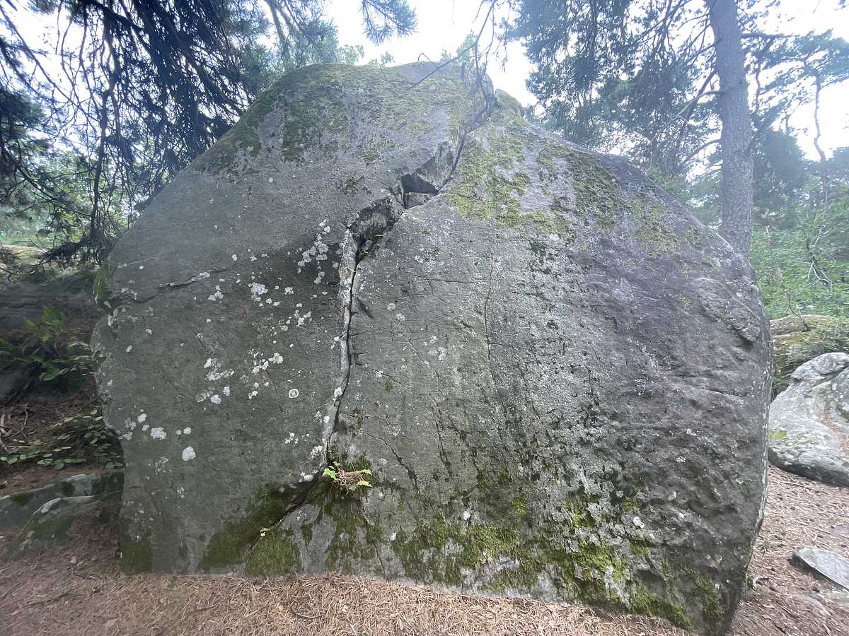 Photo du rocher avec les tracés