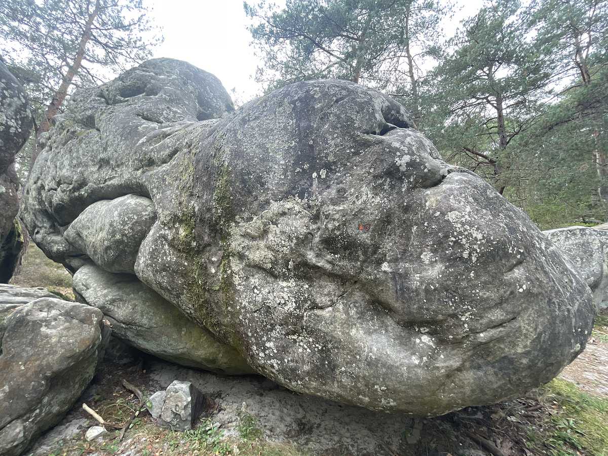Photo du rocher avec les tracés
