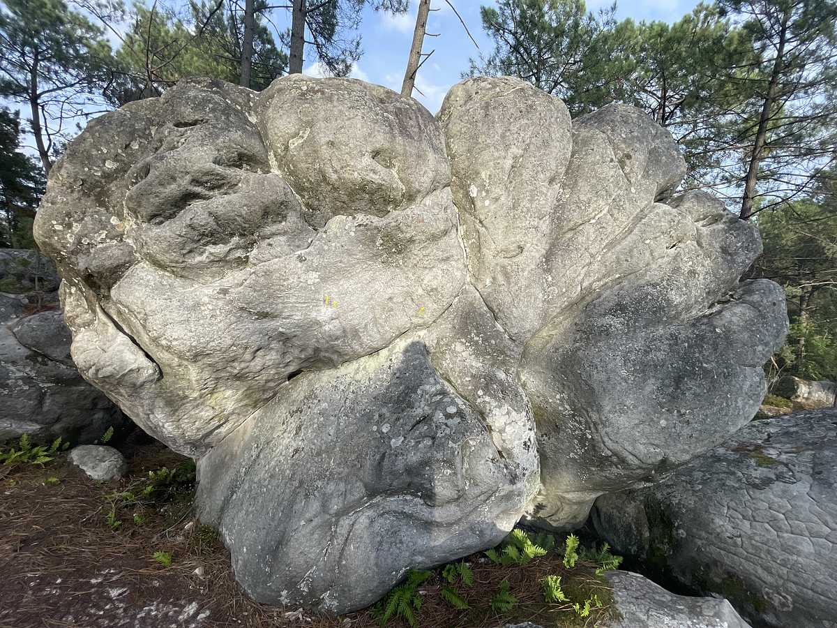 Photo du rocher avec les tracés