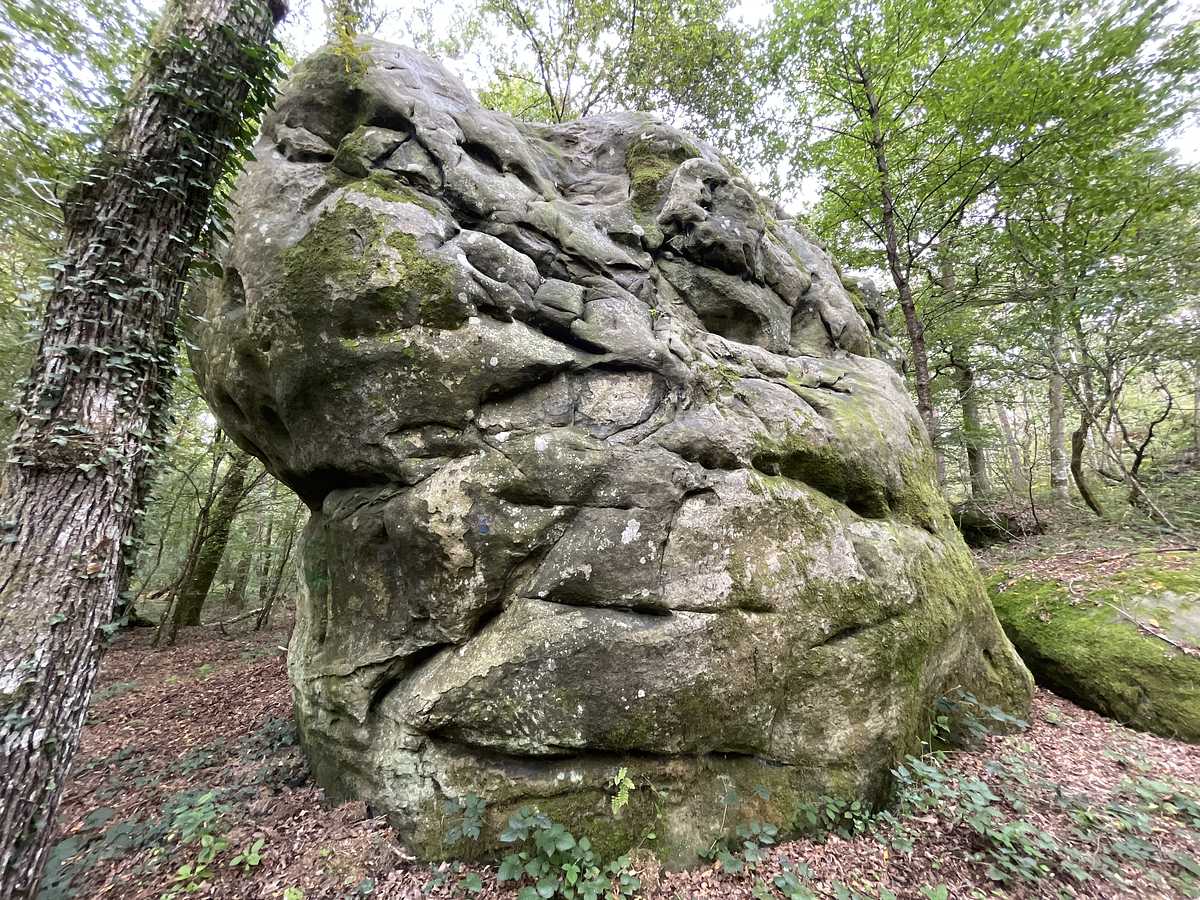 Photo du rocher avec les tracés