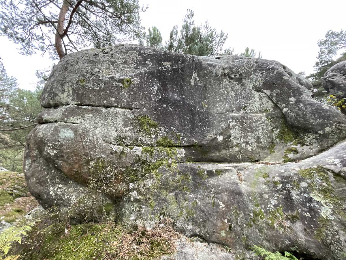 Photo du rocher avec les tracés