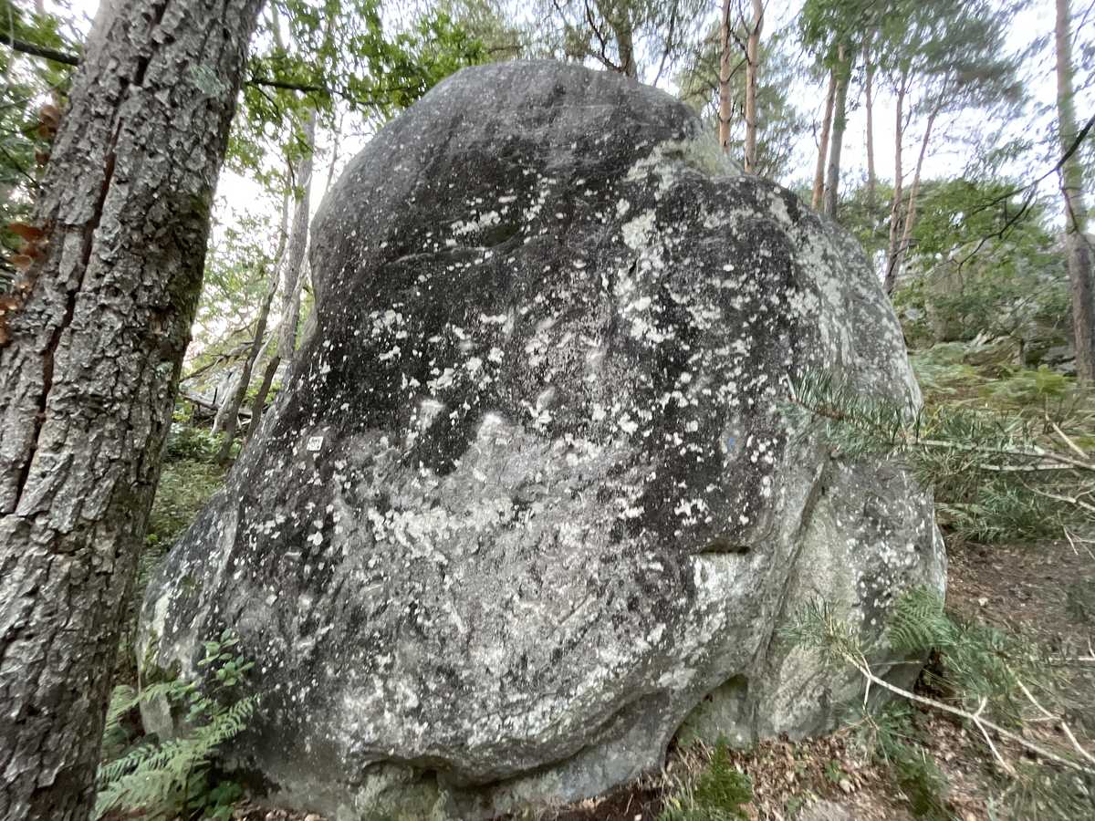 Photo du rocher avec les tracés