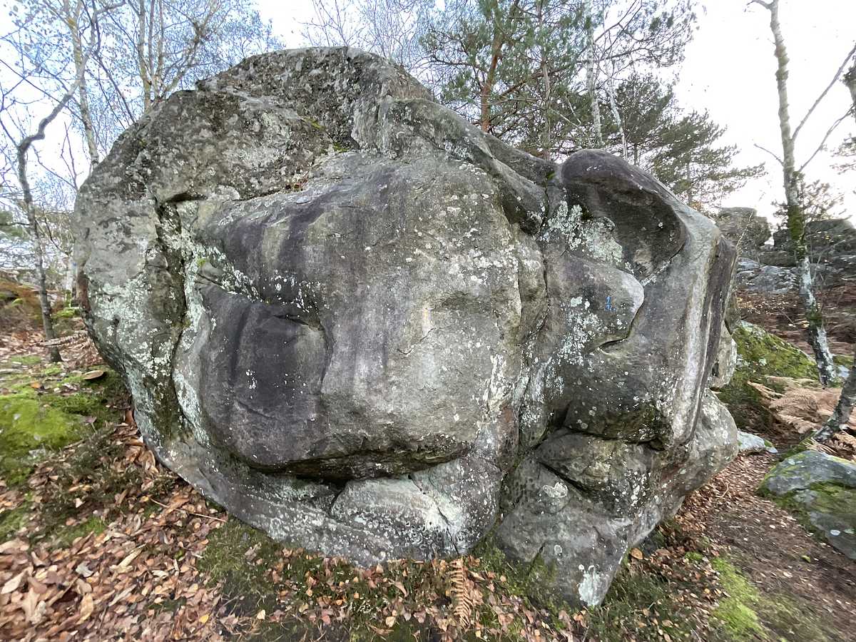 Photo du rocher avec les tracés