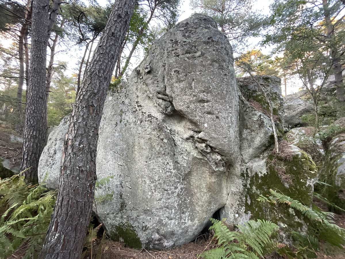 Photo du rocher avec les tracés