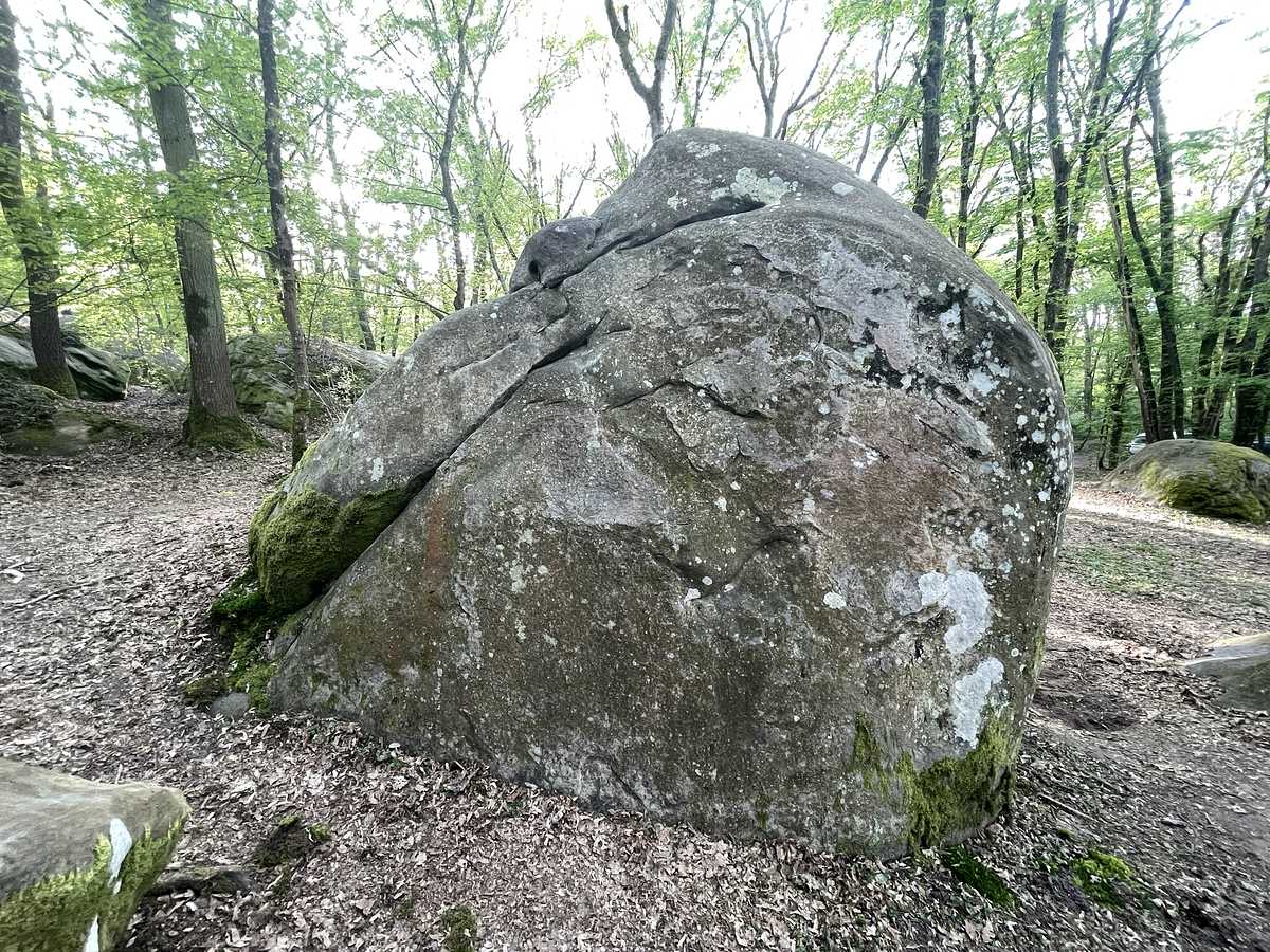 Photo du rocher avec les tracés