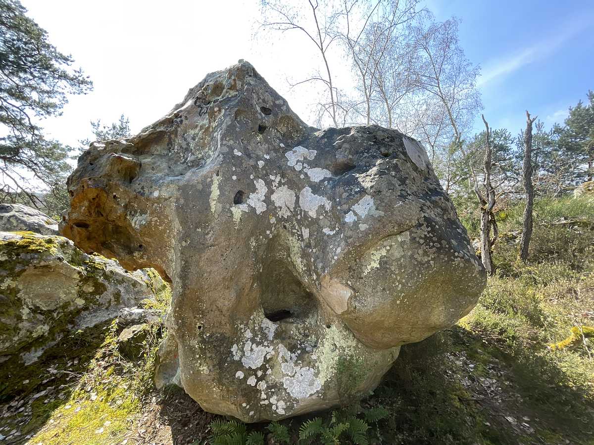 Photo du rocher avec les tracés