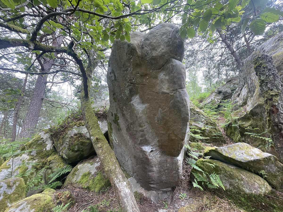 Photo du rocher avec les tracés