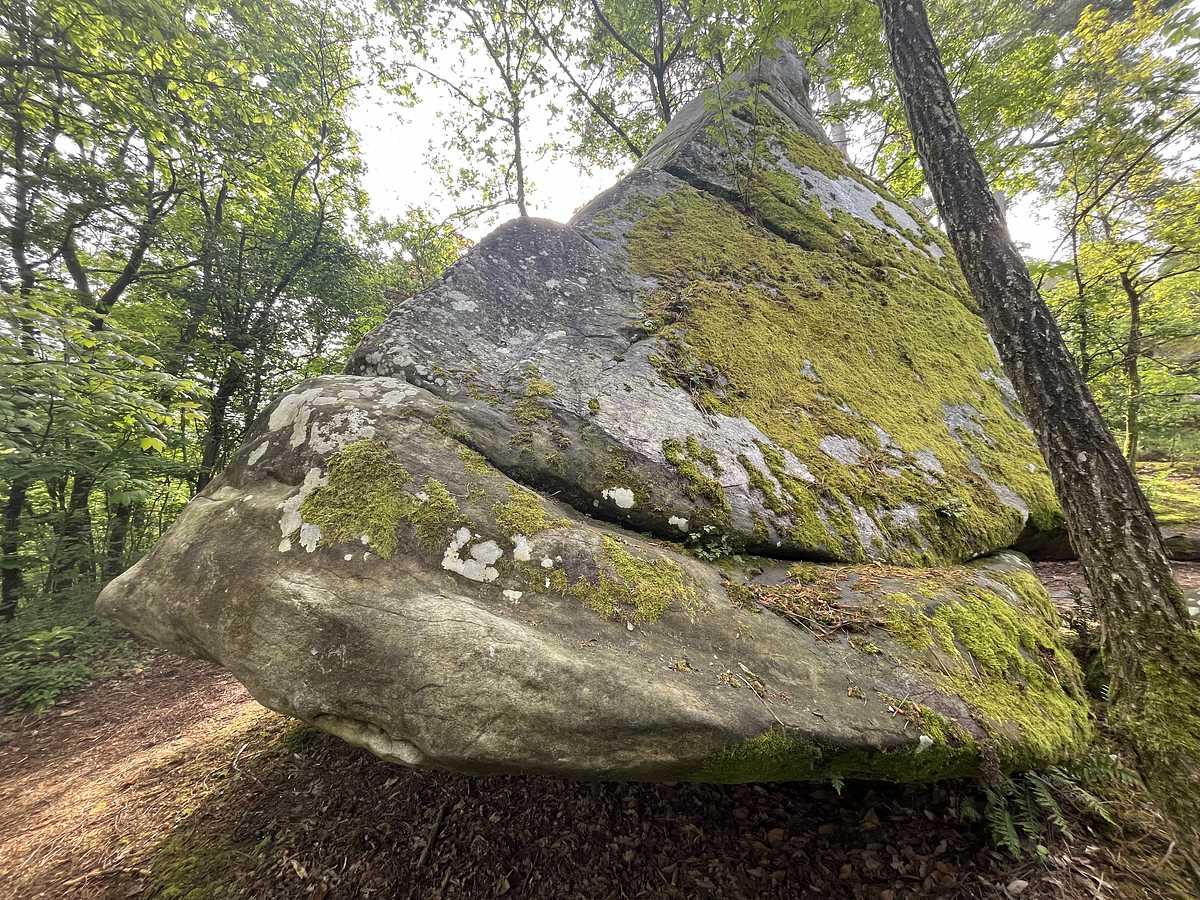 Photo du rocher avec les tracés