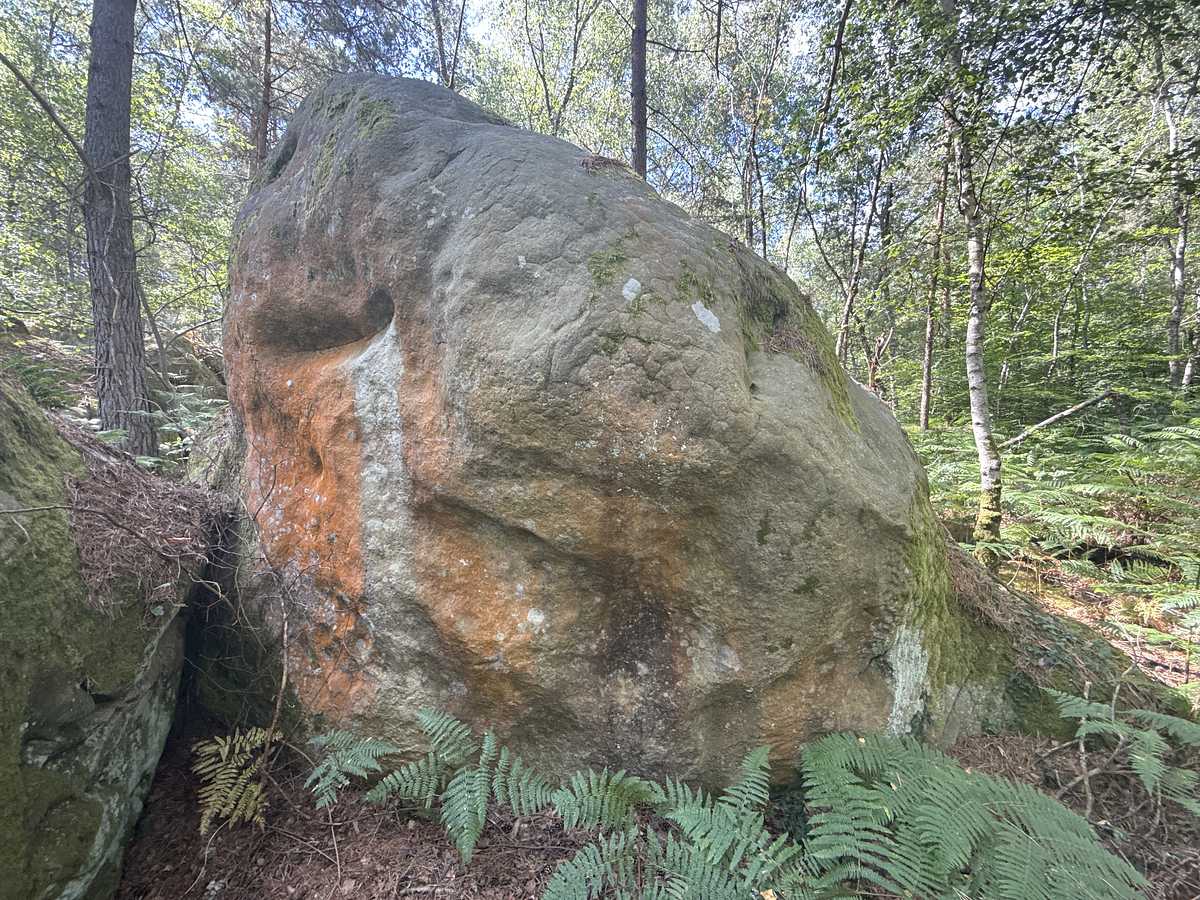 Photo du rocher avec les tracés