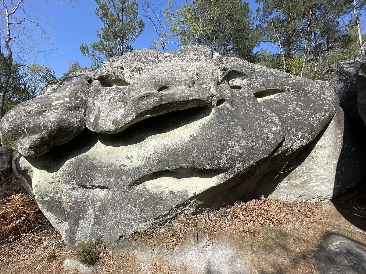 Photo du rocher avec les tracés