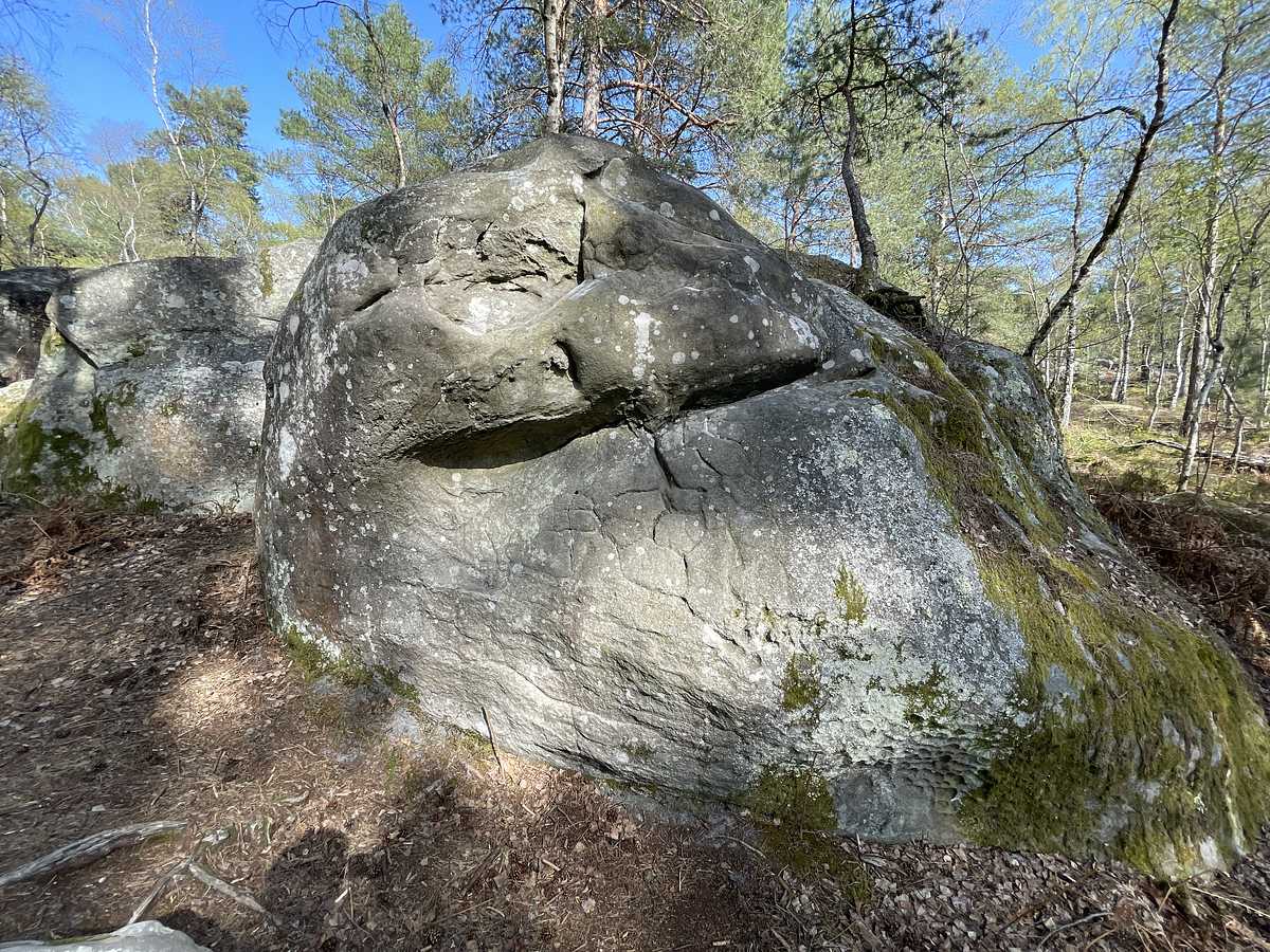 Photo du rocher avec les tracés
