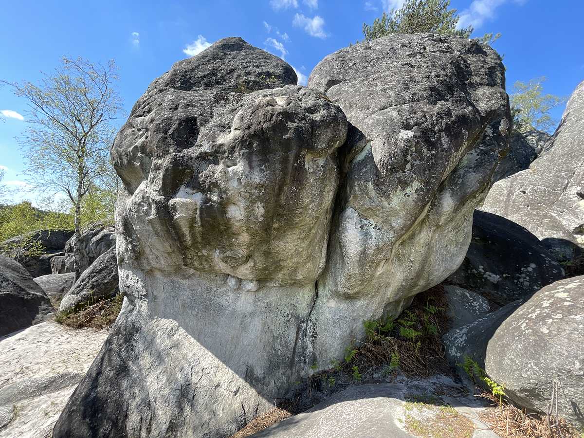 Photo du rocher avec les tracés