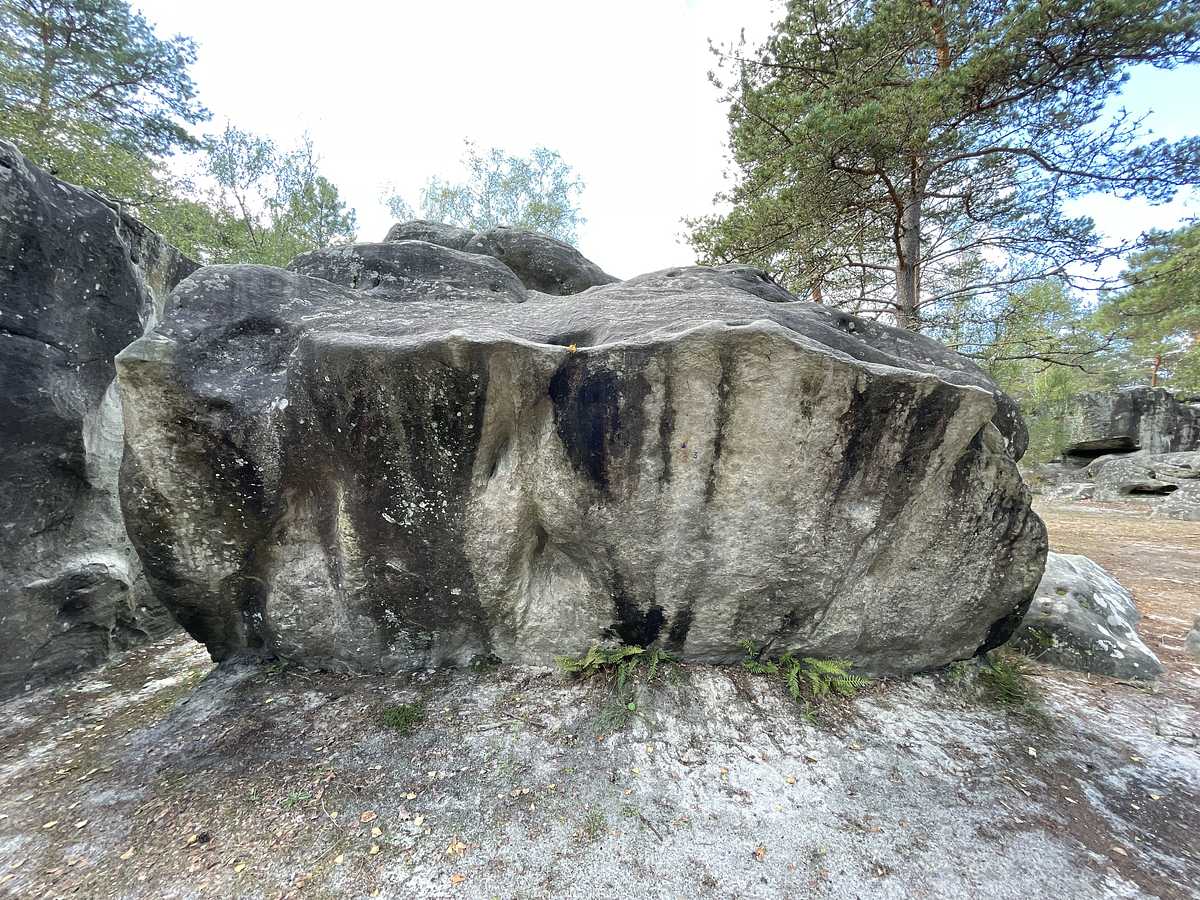 Photo du rocher avec les tracés