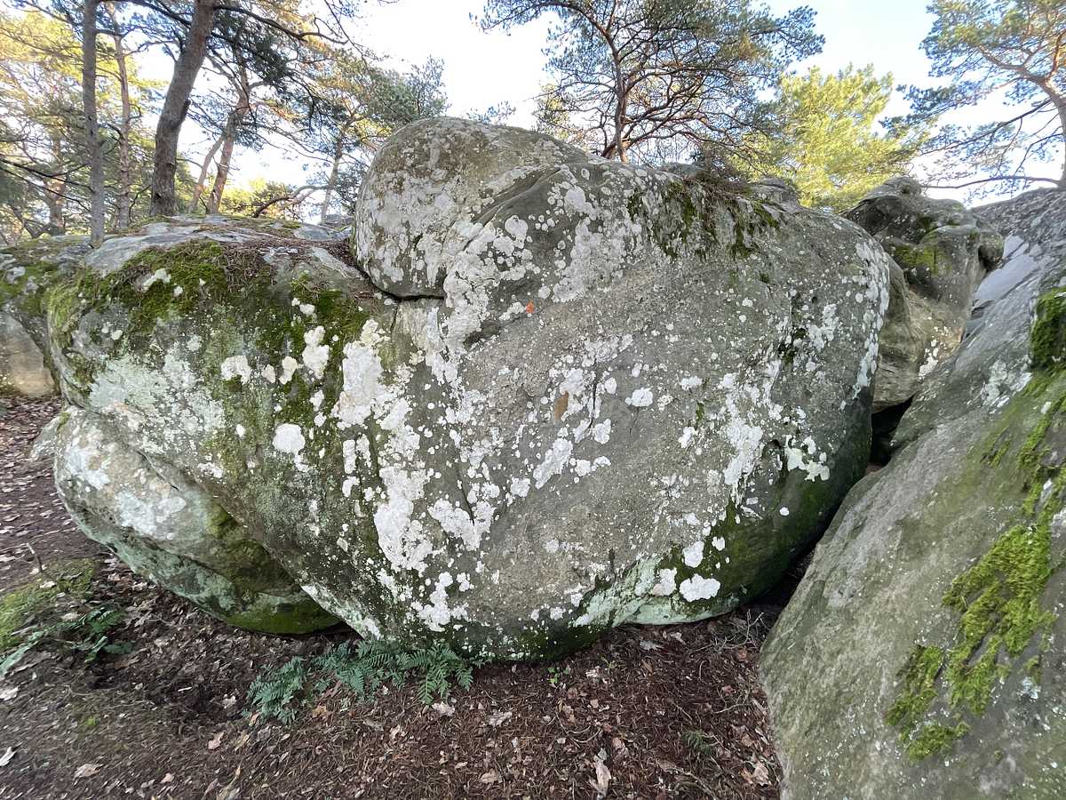 Photo du rocher avec les tracés