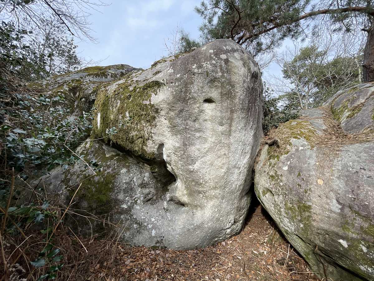 Photo du rocher avec les tracés