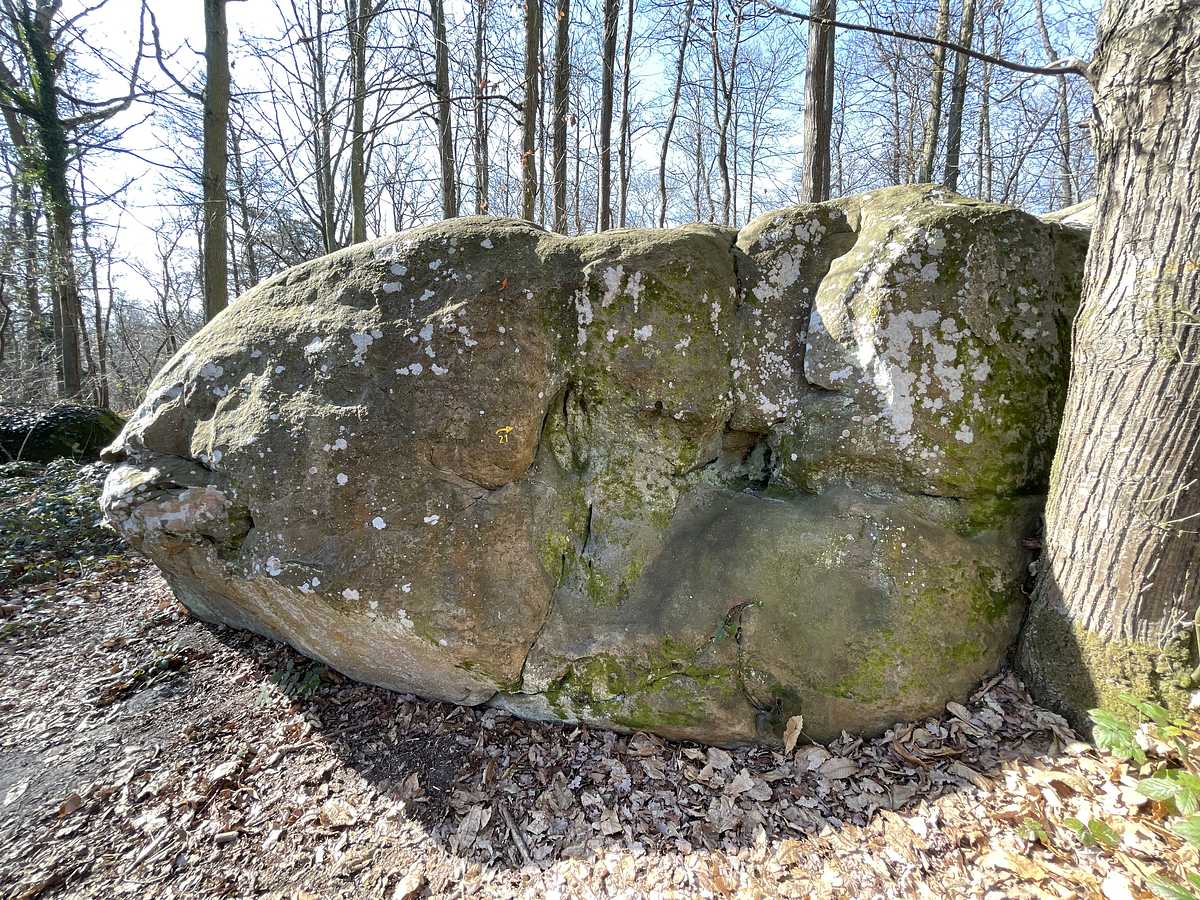 Photo du rocher avec les tracés