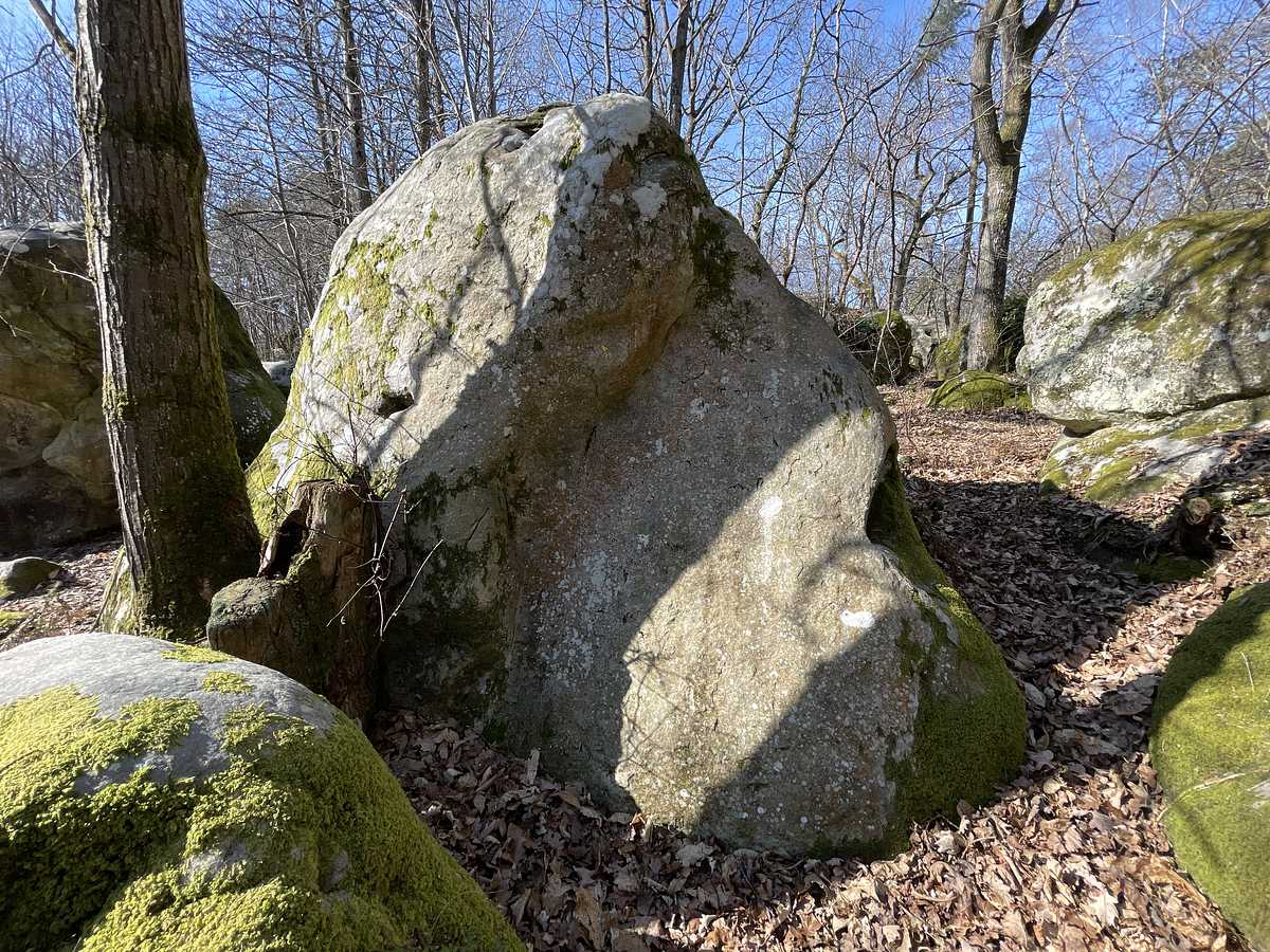 Photo du rocher avec les tracés