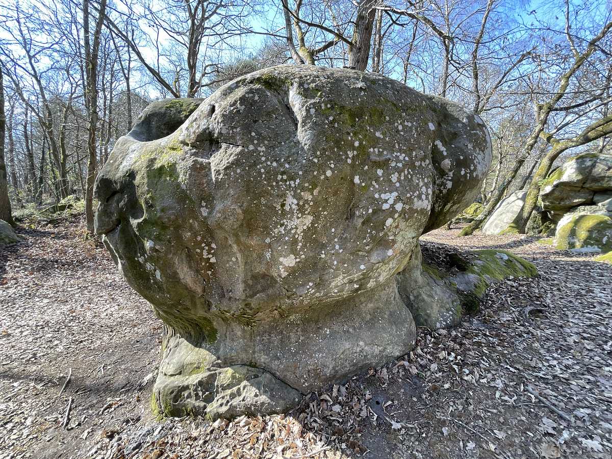 Photo du rocher avec les tracés