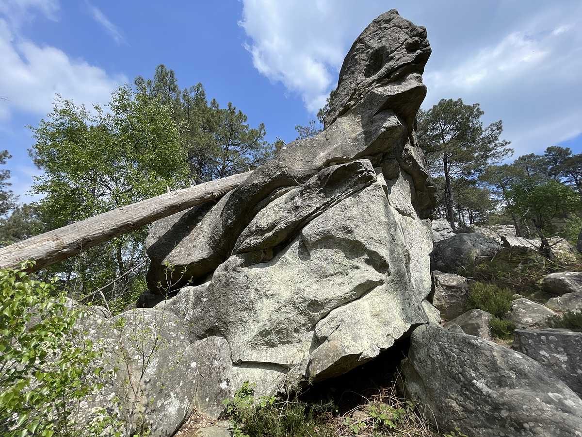 Photo du rocher avec les tracés