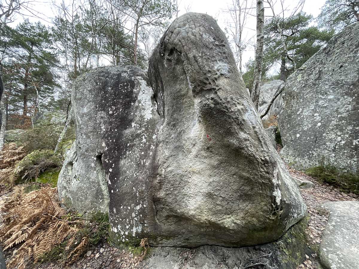 Photo du rocher avec les tracés
