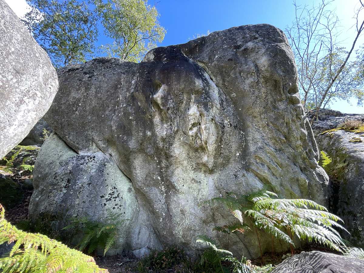 Photo du rocher avec les tracés
