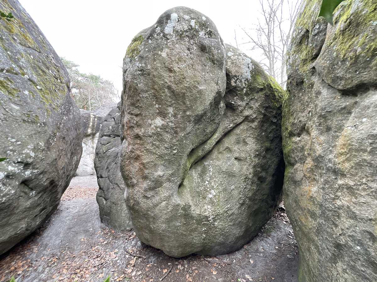 Photo du rocher avec les tracés