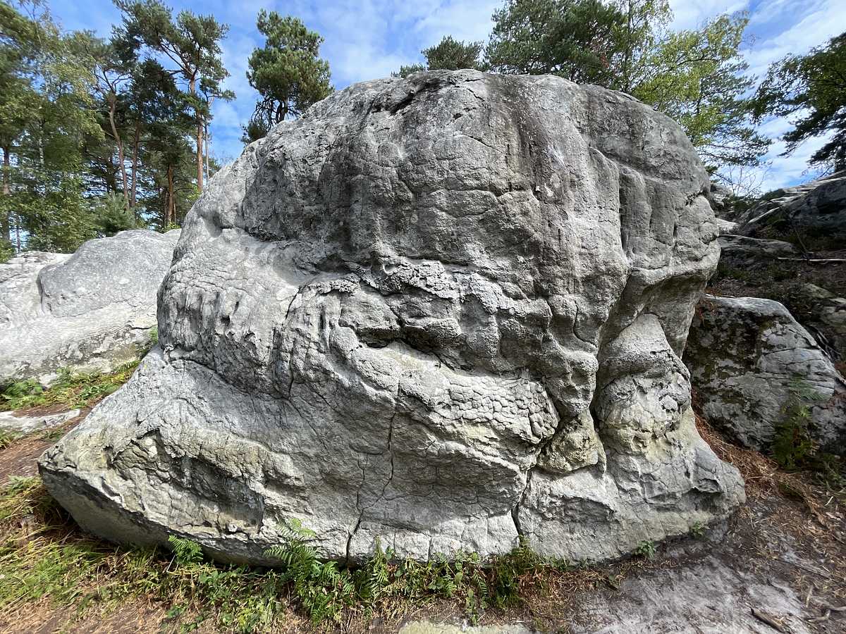 Photo du rocher avec les tracés