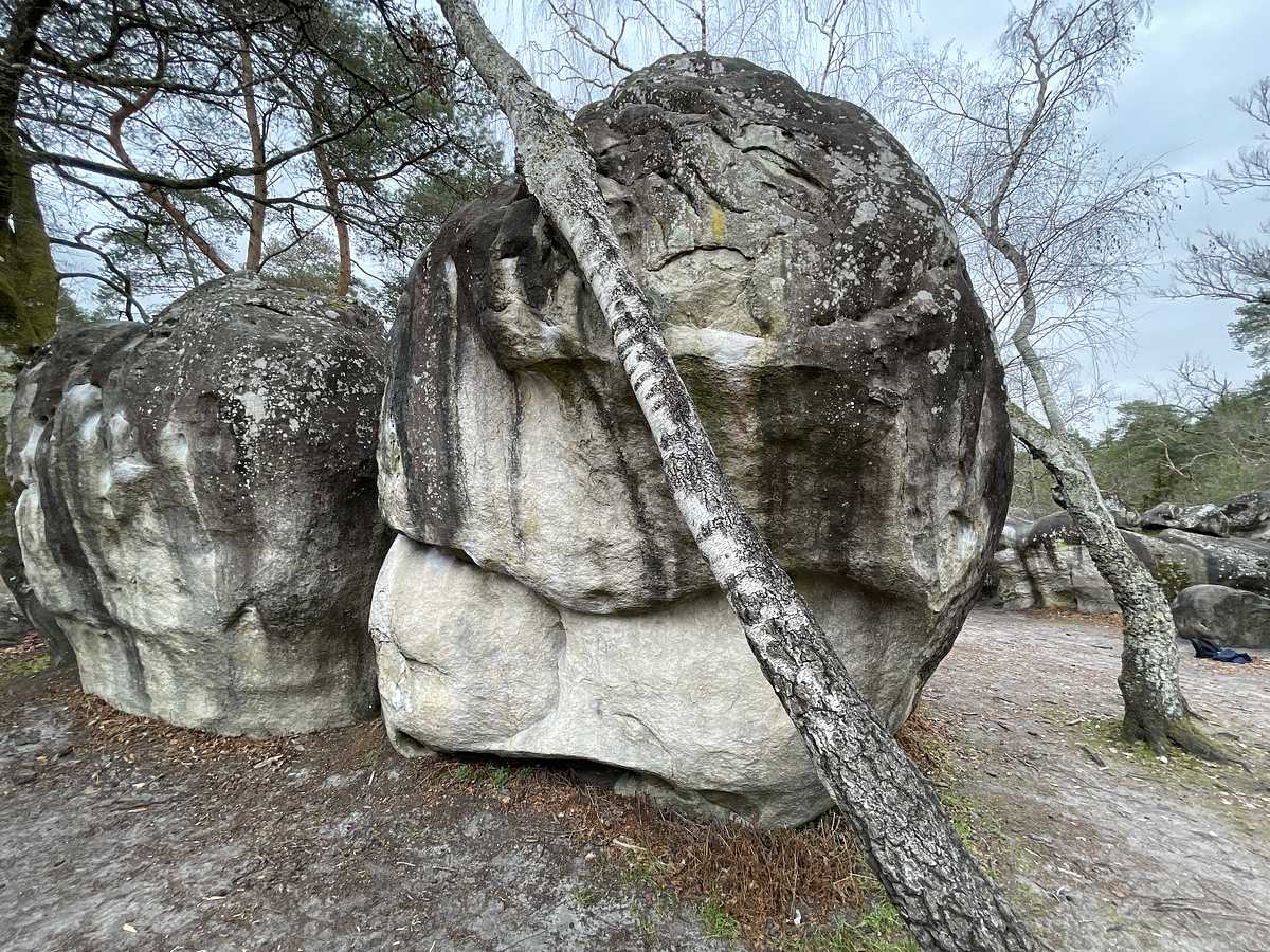 Photo du rocher avec les tracés