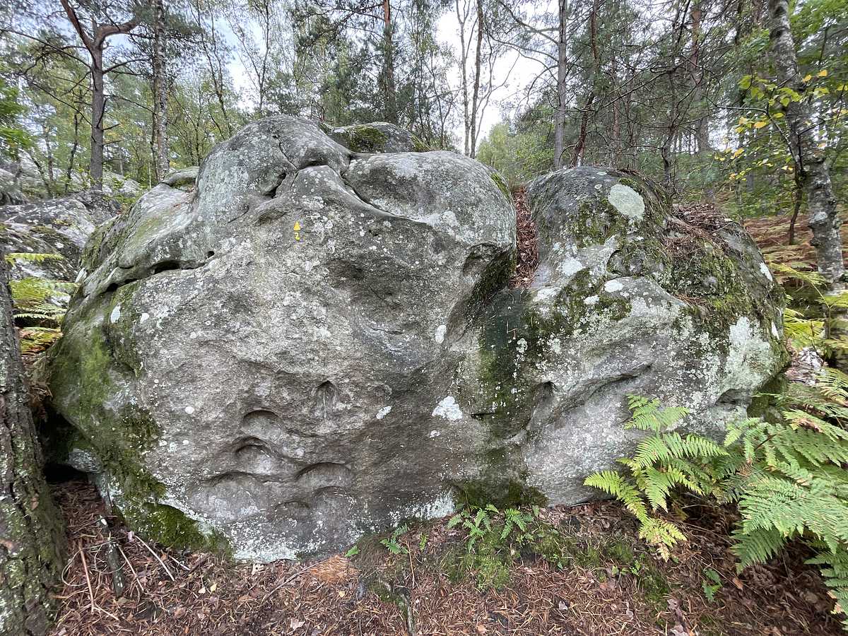 Photo du rocher avec les tracés