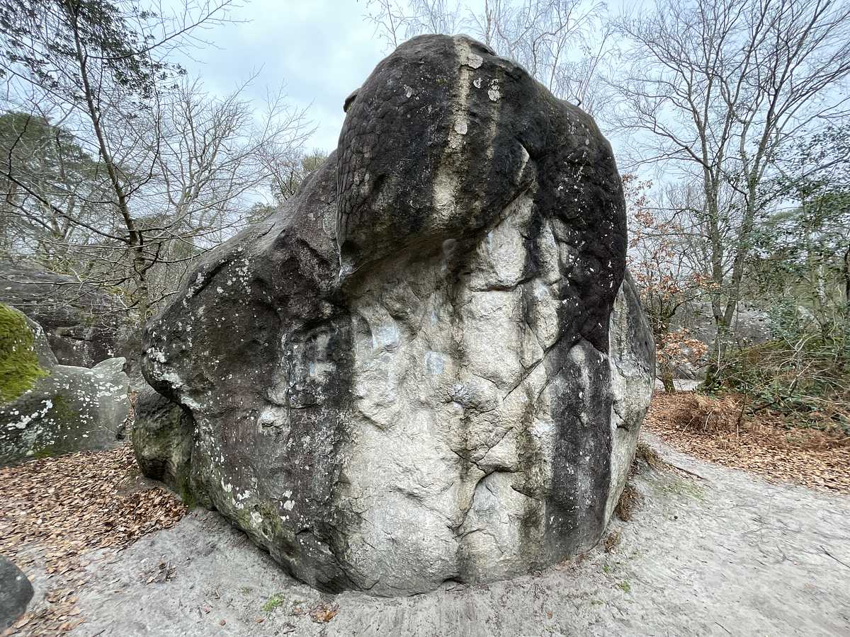 Photo du rocher avec les tracés