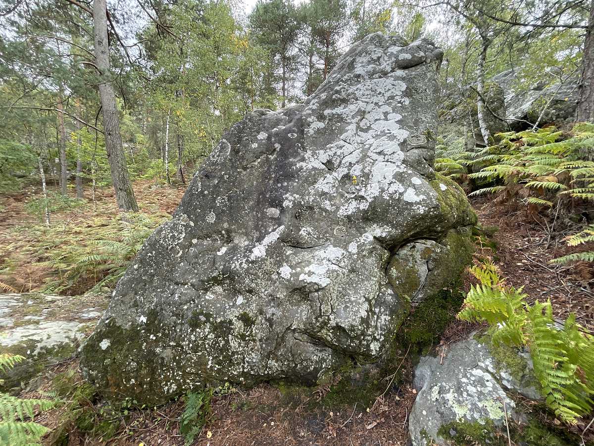 Photo du rocher avec les tracés
