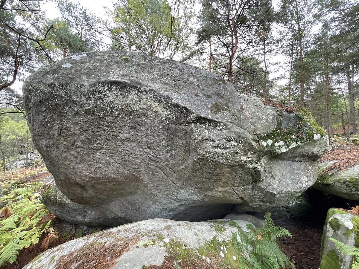 Photo du rocher avec les tracés
