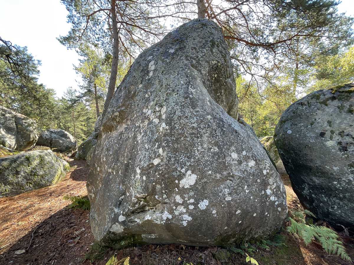 Photo du rocher avec les tracés