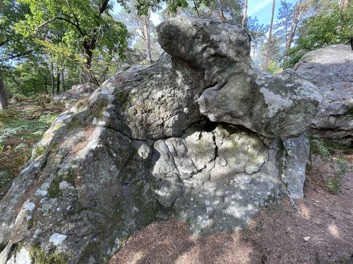 Photo du rocher avec les tracés