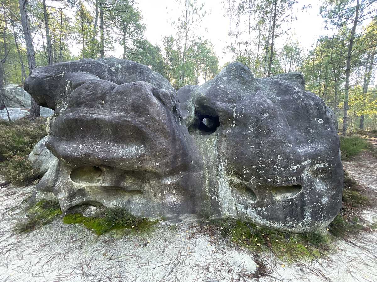 Photo du rocher avec les tracés