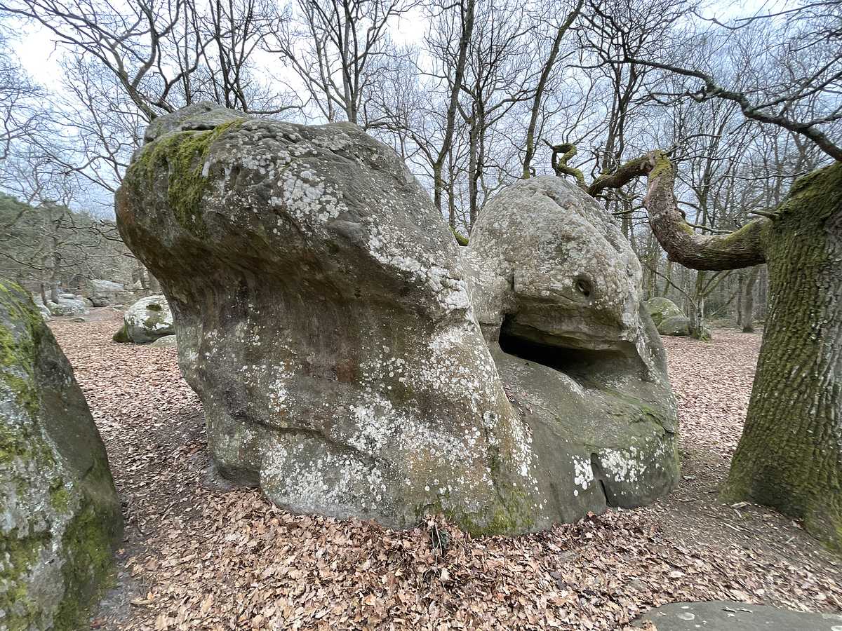Photo du rocher avec les tracés
