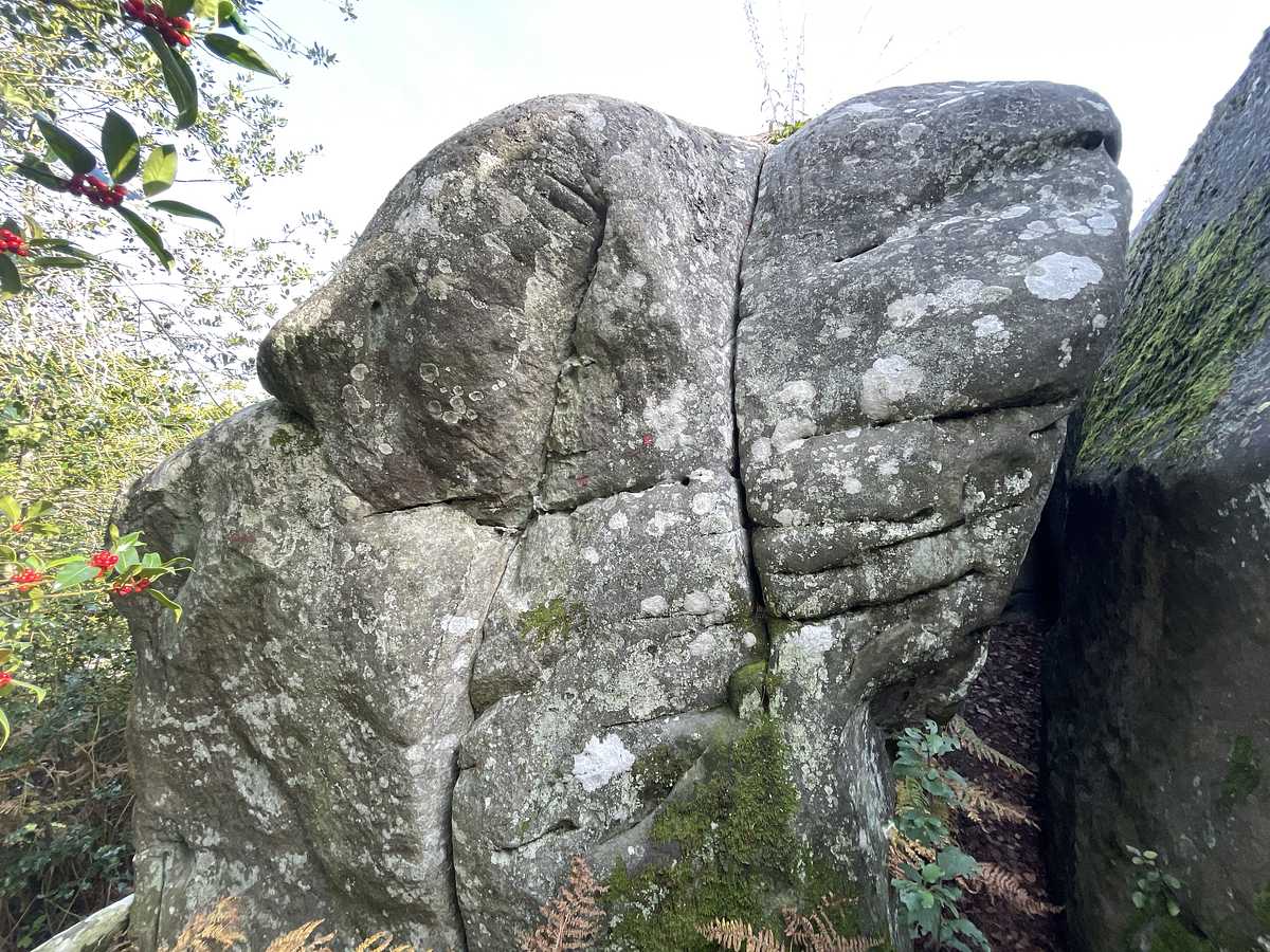 Photo du rocher avec les tracés