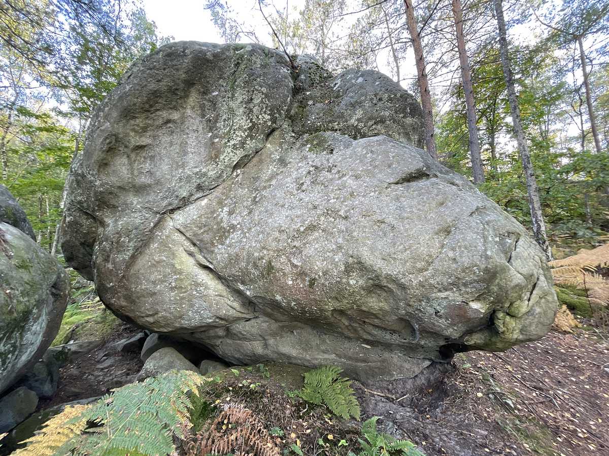 Photo du rocher avec les tracés