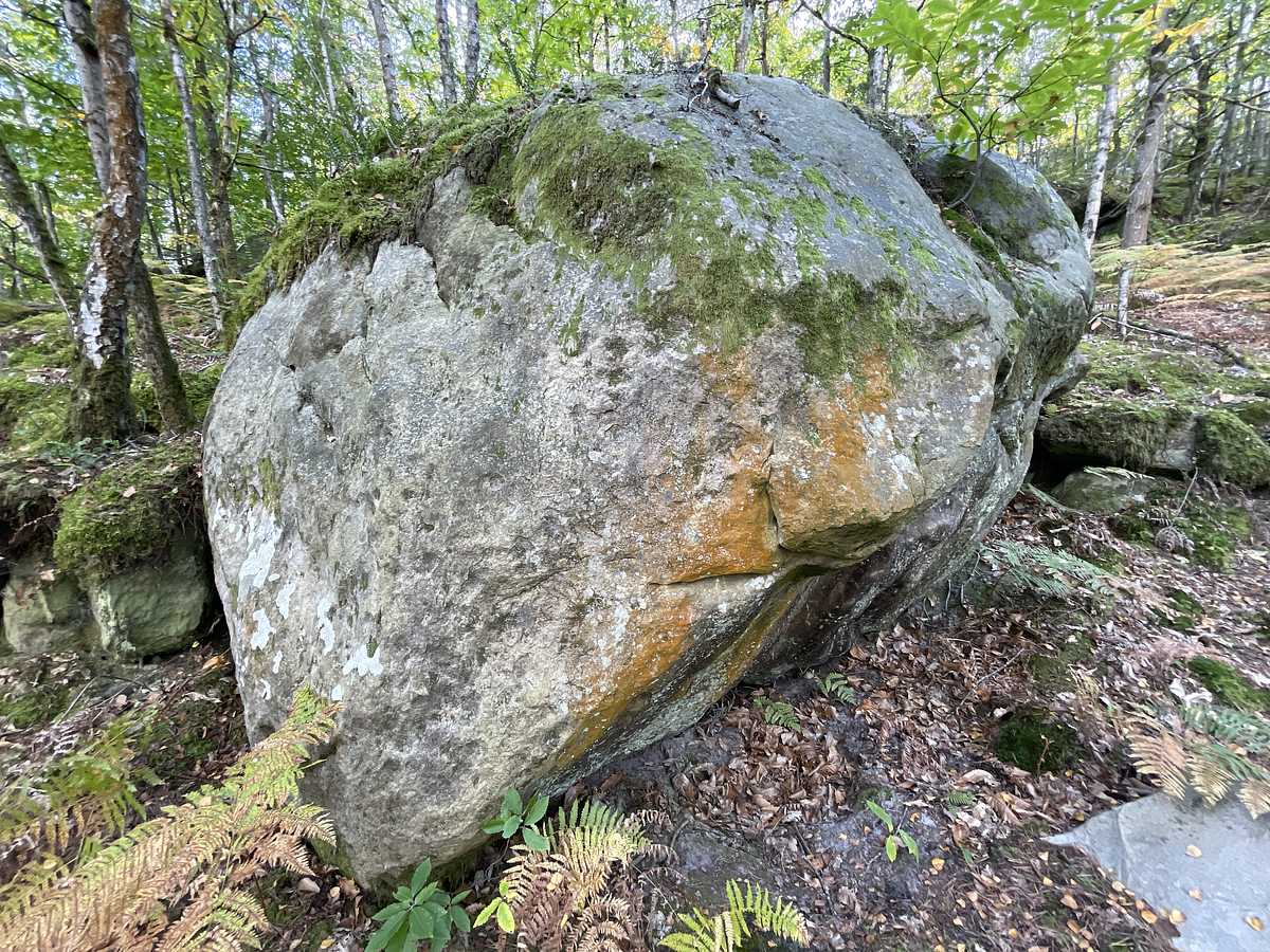 Photo du rocher avec les tracés