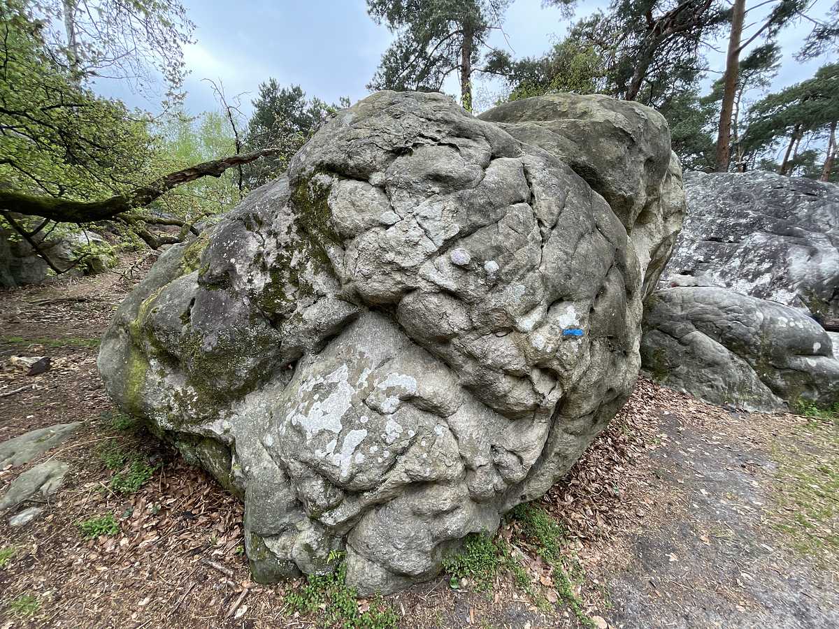 Photo du rocher avec les tracés